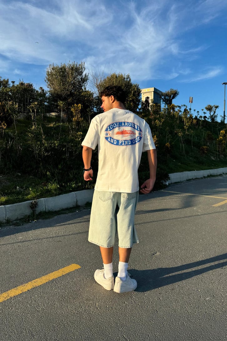 Stars Baskılı Oversize Tişört