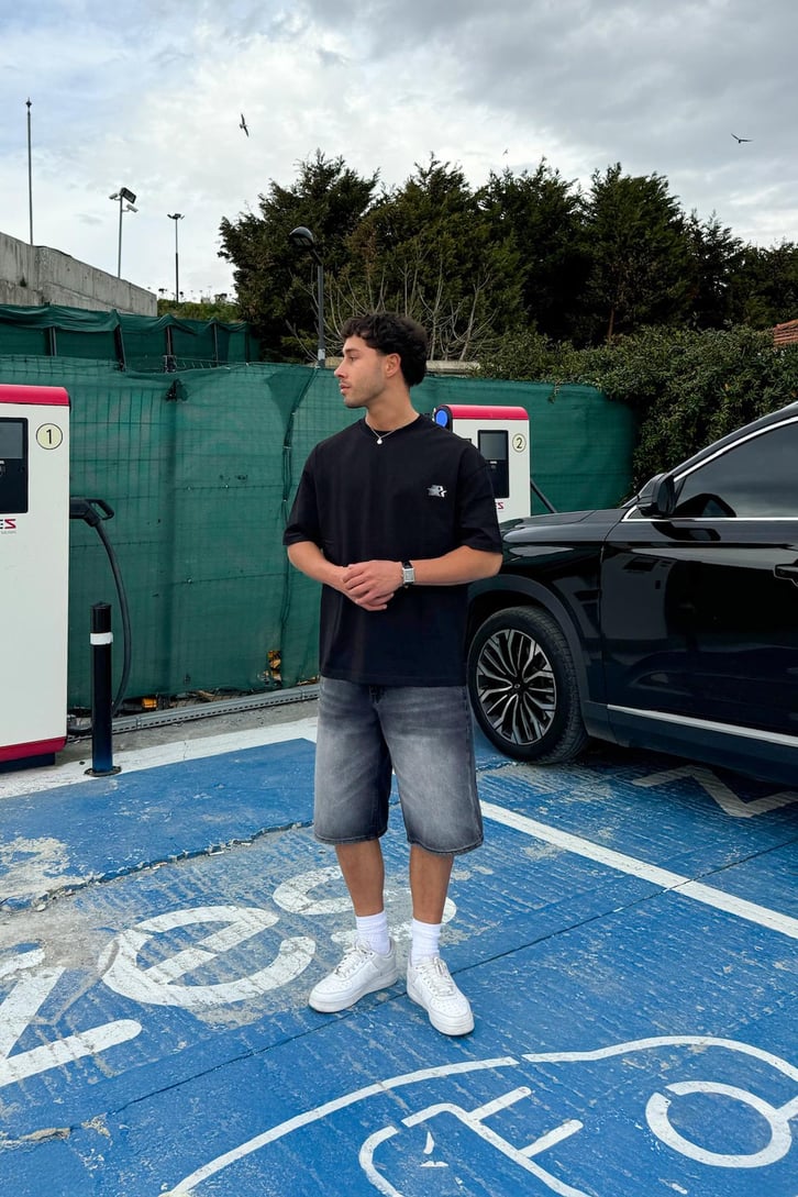 Stars Baskılı Oversize Tişört