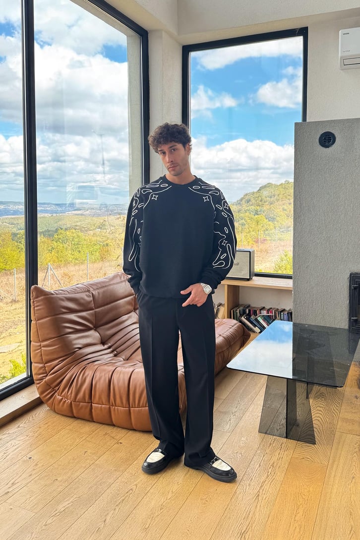 Stars Kol  Baskılı Sweatshirt