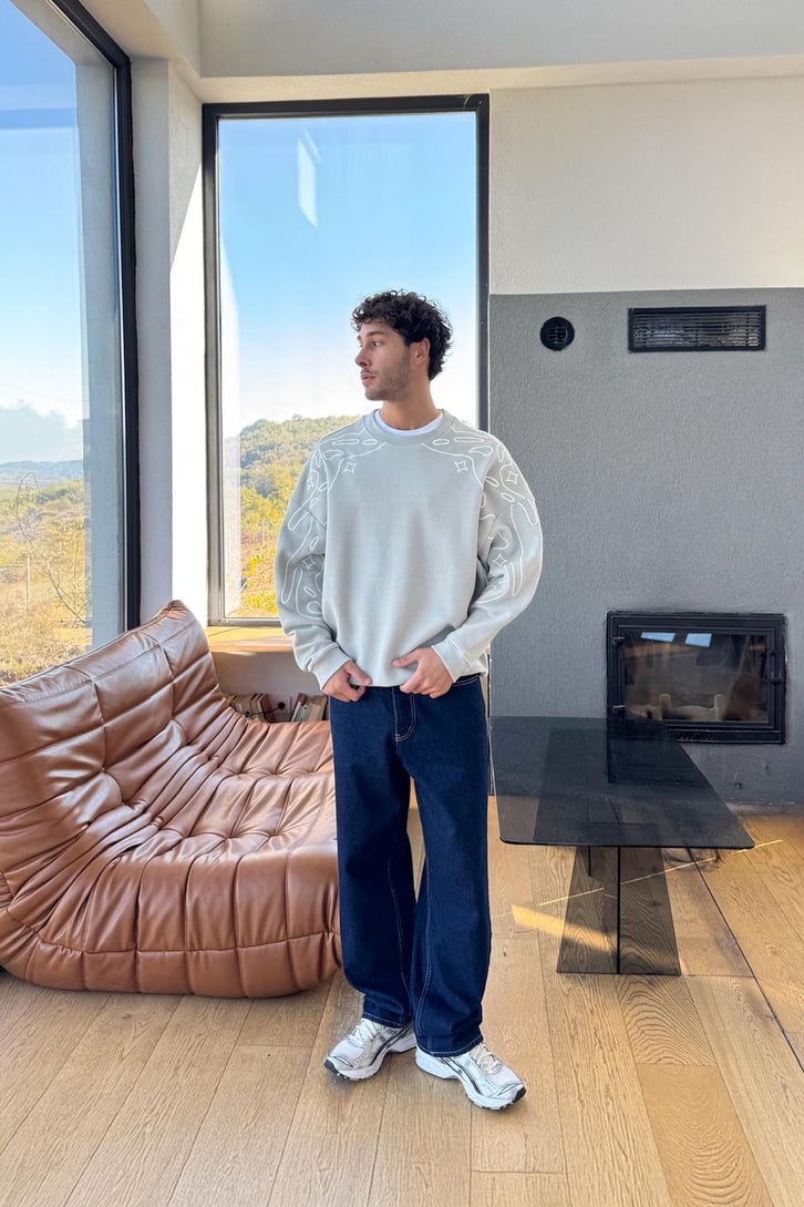Stars Kol  Baskılı Sweatshirt