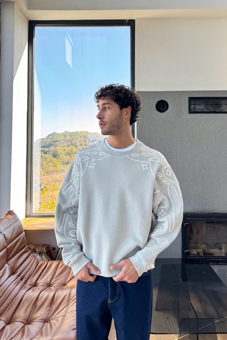 Stars Kol  Baskılı Sweatshirt
