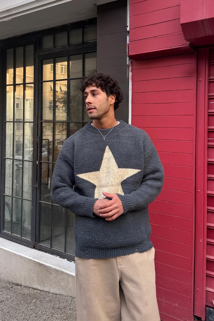 Stars Nakışlı Triko Kazak