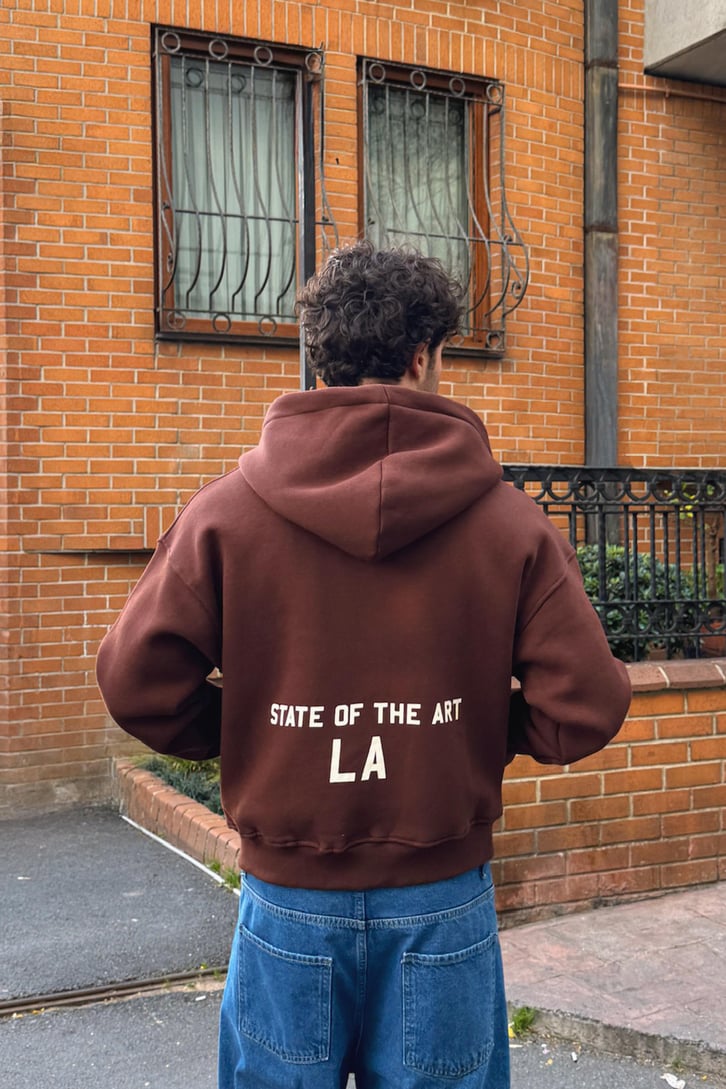 State Of The Art LA Baskılı Fermuarlı Hoodie