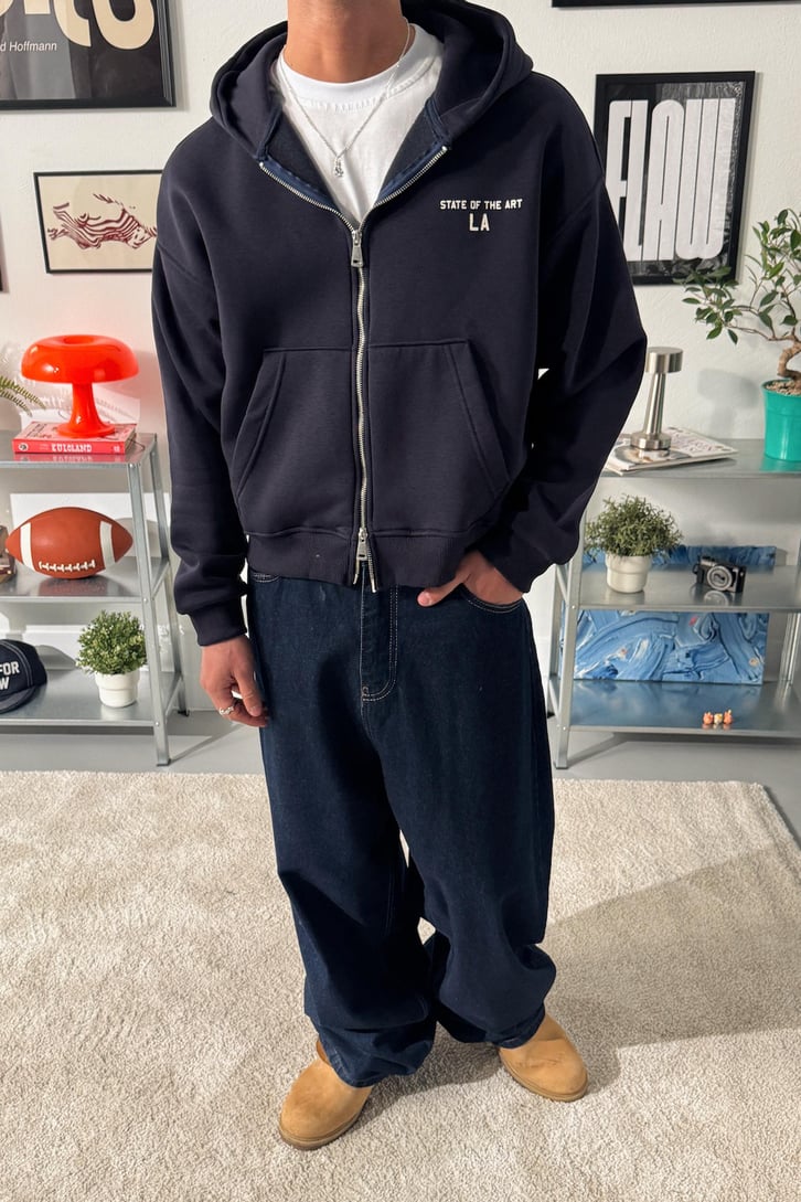 State Of The Art LA Baskılı Fermuarlı Hoodie