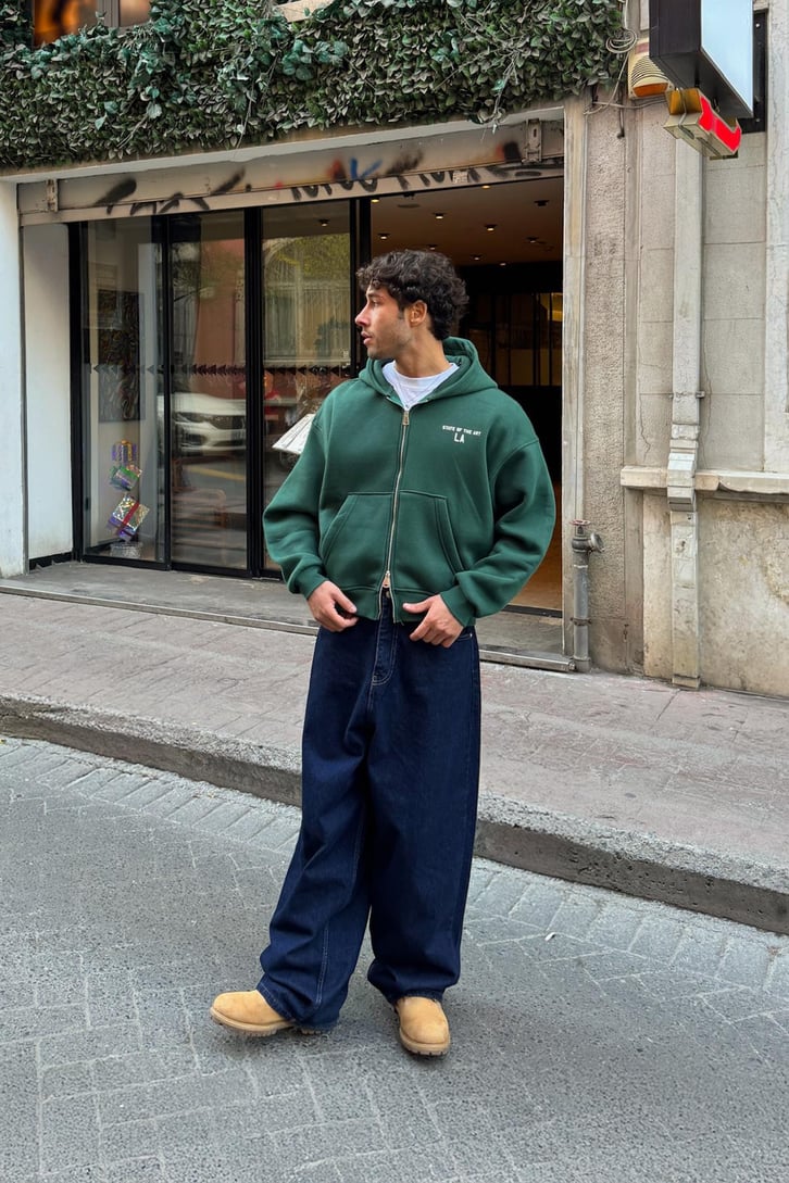 State Of The Art LA Baskılı Fermuarlı Hoodie