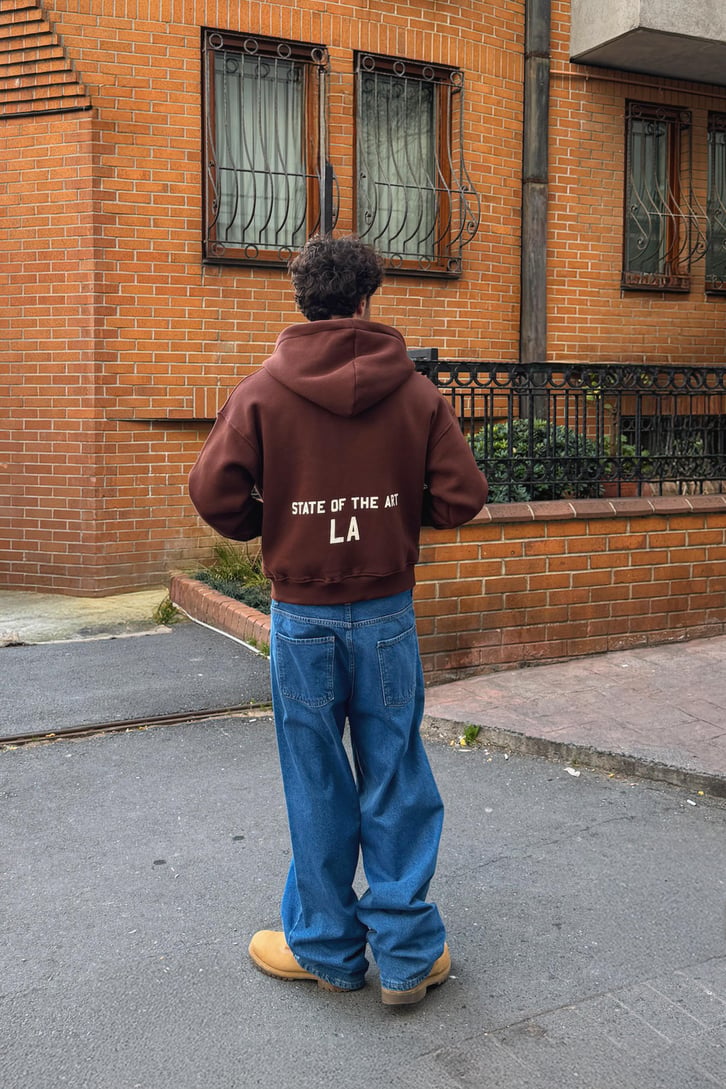 State Of The Art LA Baskılı Fermuarlı Hoodie