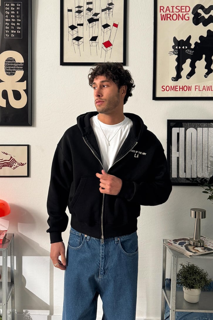 State Of The Art LA Baskılı Fermuarlı Hoodie