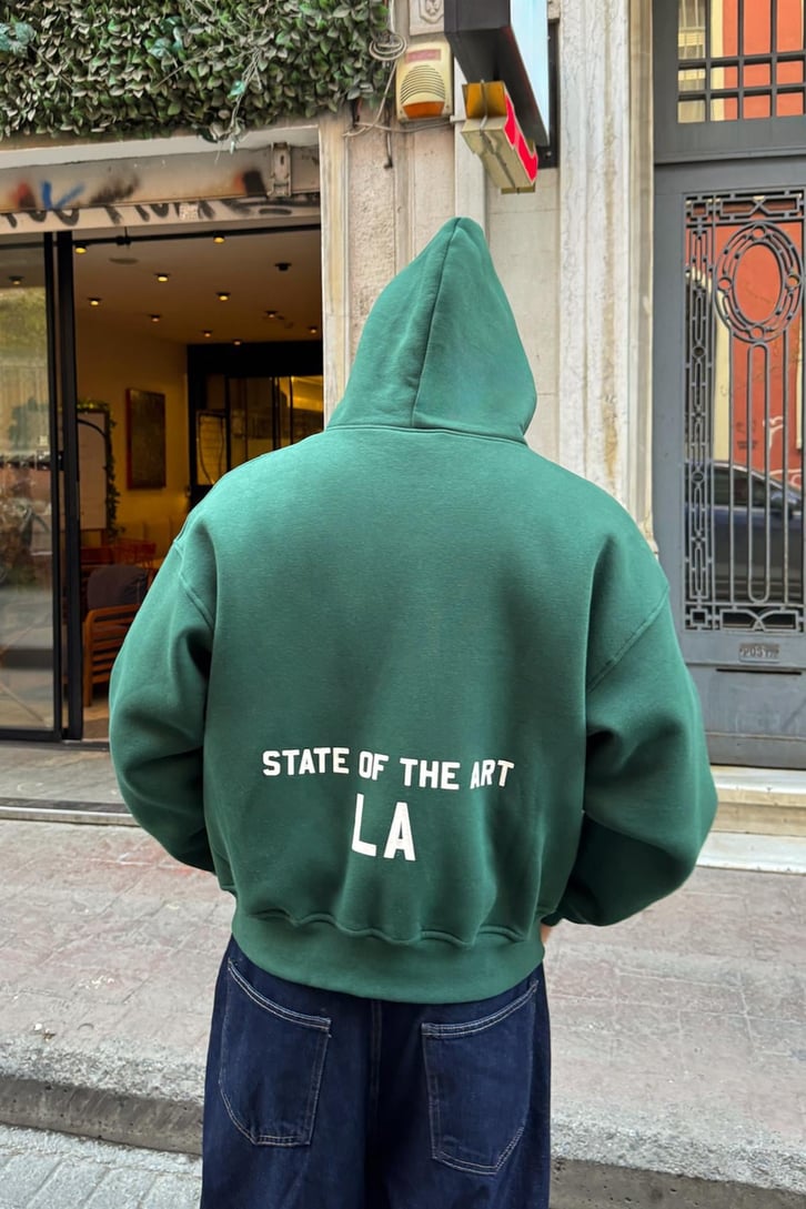State Of The Art LA Baskılı Fermuarlı Hoodie