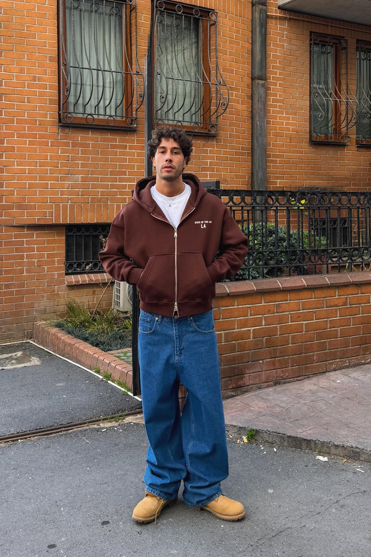 State Of The Art LA Baskılı Fermuarlı Hoodie