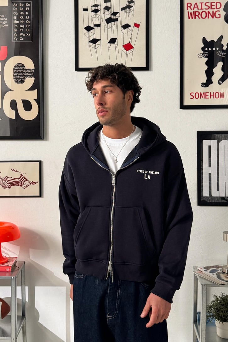 State Of The Art LA Baskılı Fermuarlı Hoodie