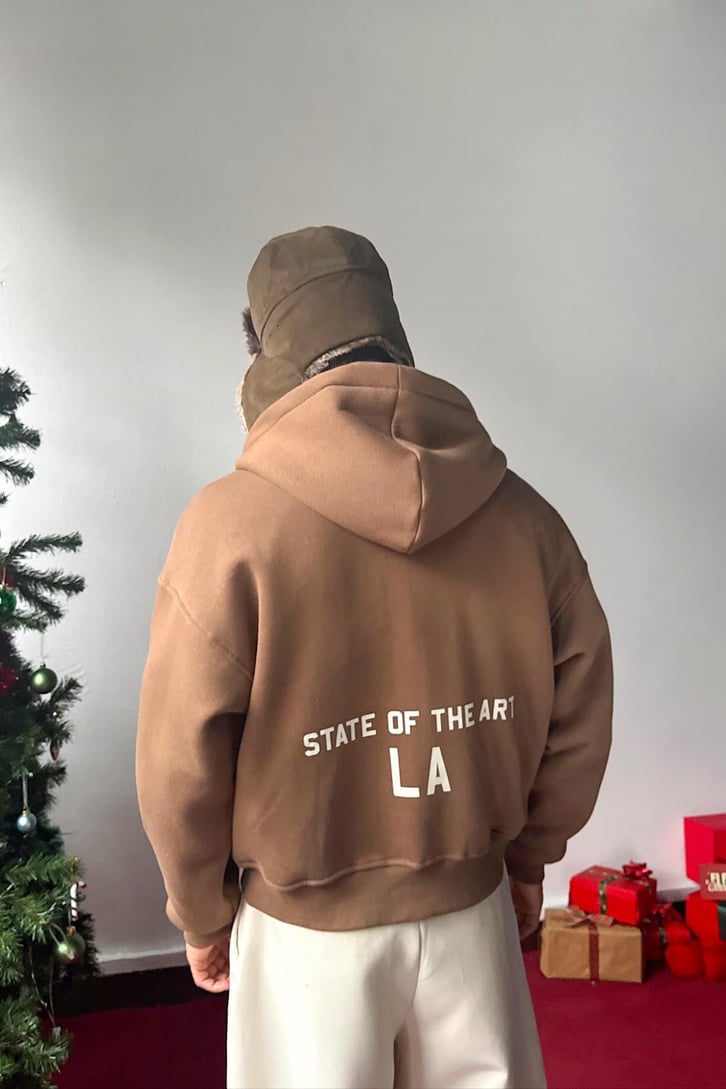 State Of The Art LA Baskılı Fermuarlı Hoodie