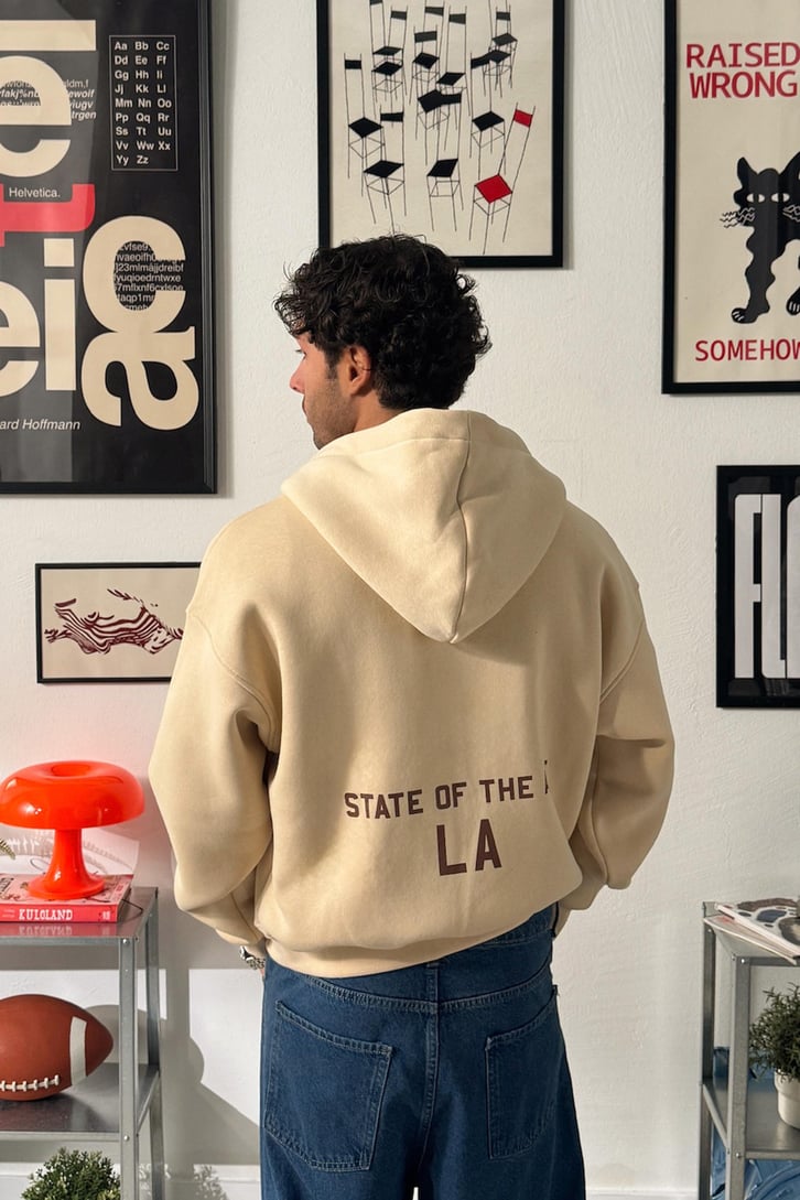 State Of The Art LA Baskılı Fermuarlı Hoodie