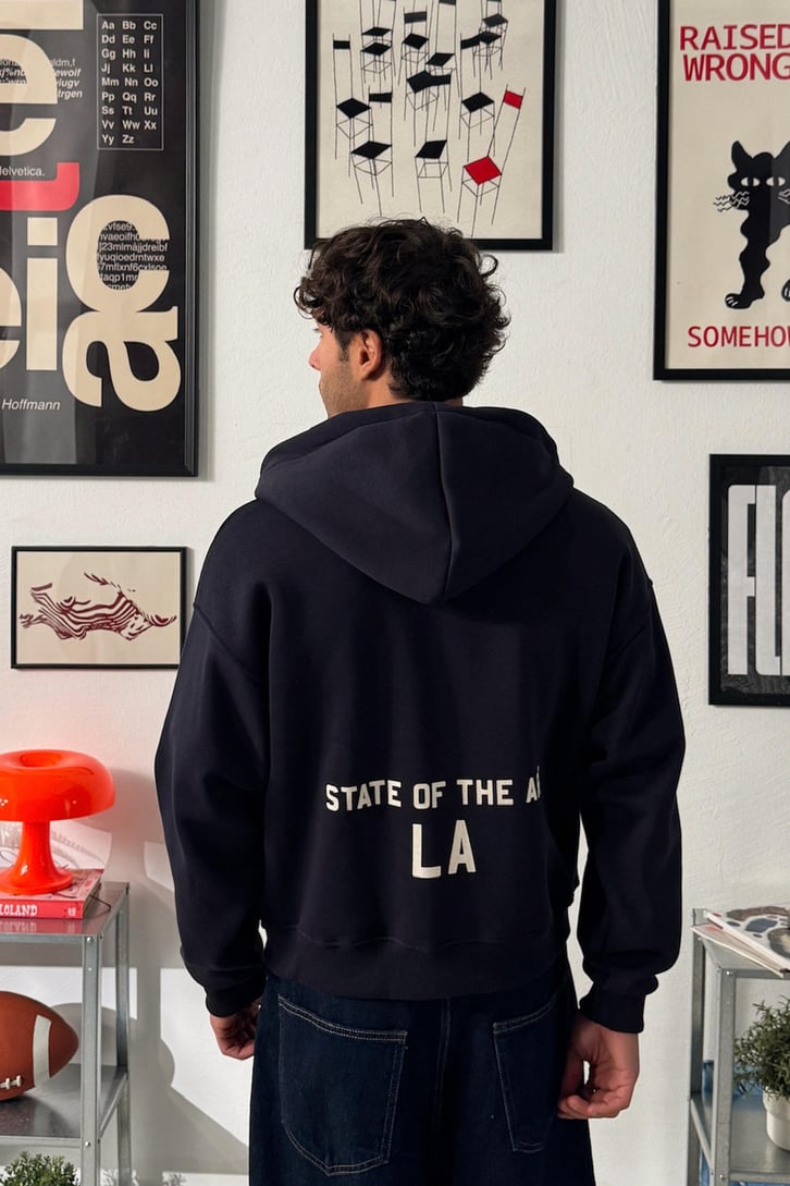 State Of The Art LA Baskılı Fermuarlı Hoodie
