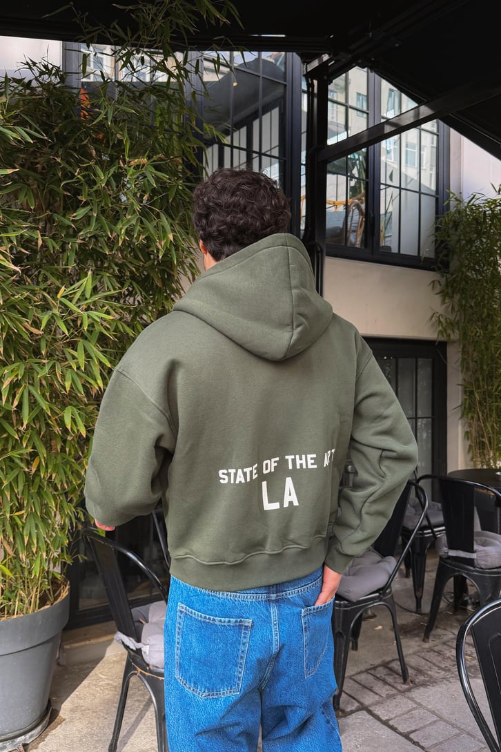 State Of The Art LA Baskılı Fermuarlı Hoodie