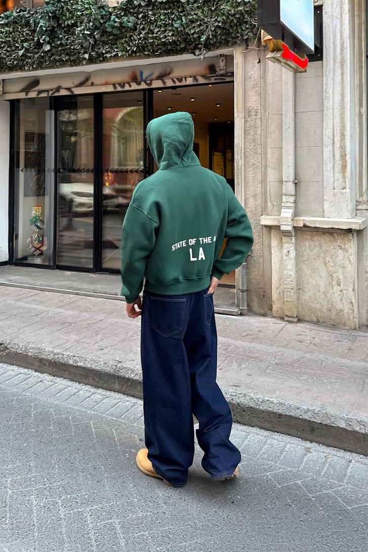 State Of The Art LA Baskılı Fermuarlı Hoodie