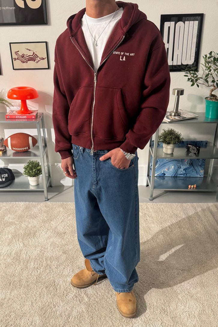 State Of The Art LA Baskılı Fermuarlı Hoodie