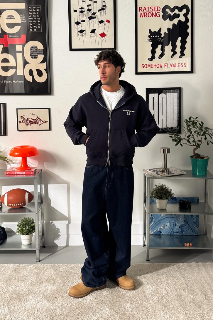 State Of The Art LA Baskılı Fermuarlı Hoodie
