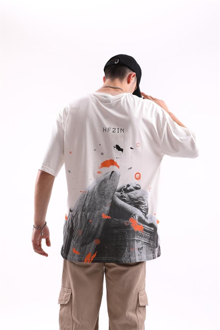 Statue Sırt Baskılı Oversize Tshirt