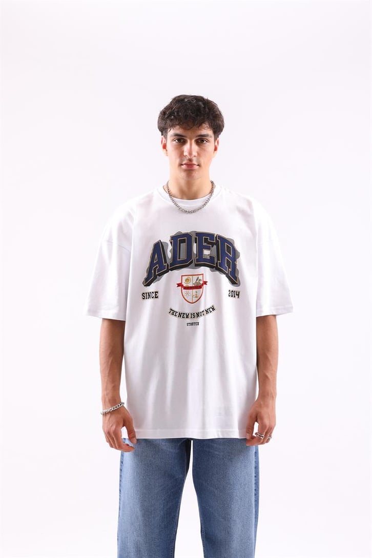 Stoutch Baskılı Beyaz Oversize Tshirt