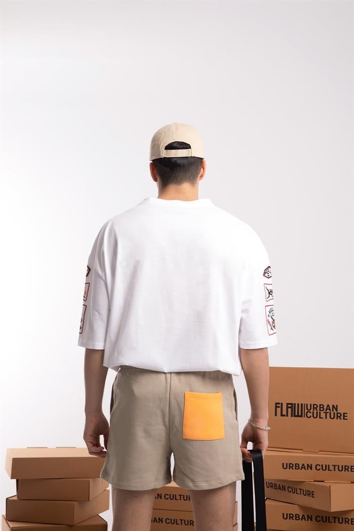 Stranger Flame Baskılı Beyaz Oversize Tişört
