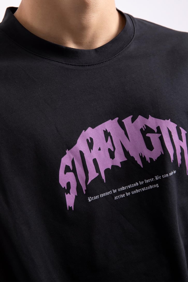 Strength Baskılı Oversize Tshirt