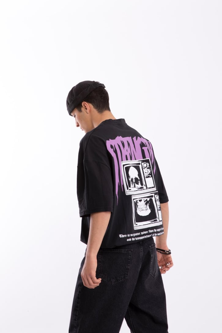 Strength Baskılı Oversize Tshirt