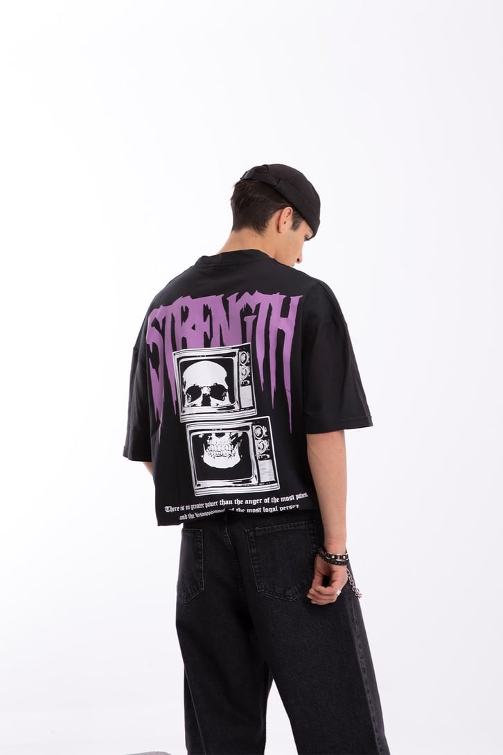Strength Baskılı Oversize Tshirt