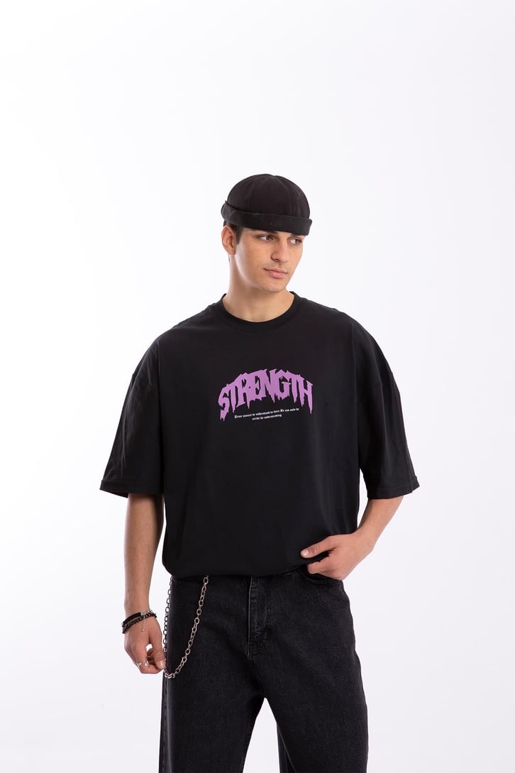 Strength Baskılı Oversize Tshirt
