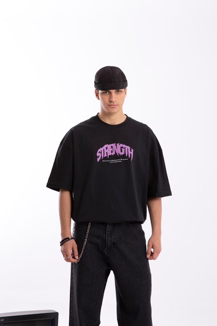 Strength Baskılı Oversize Tshirt