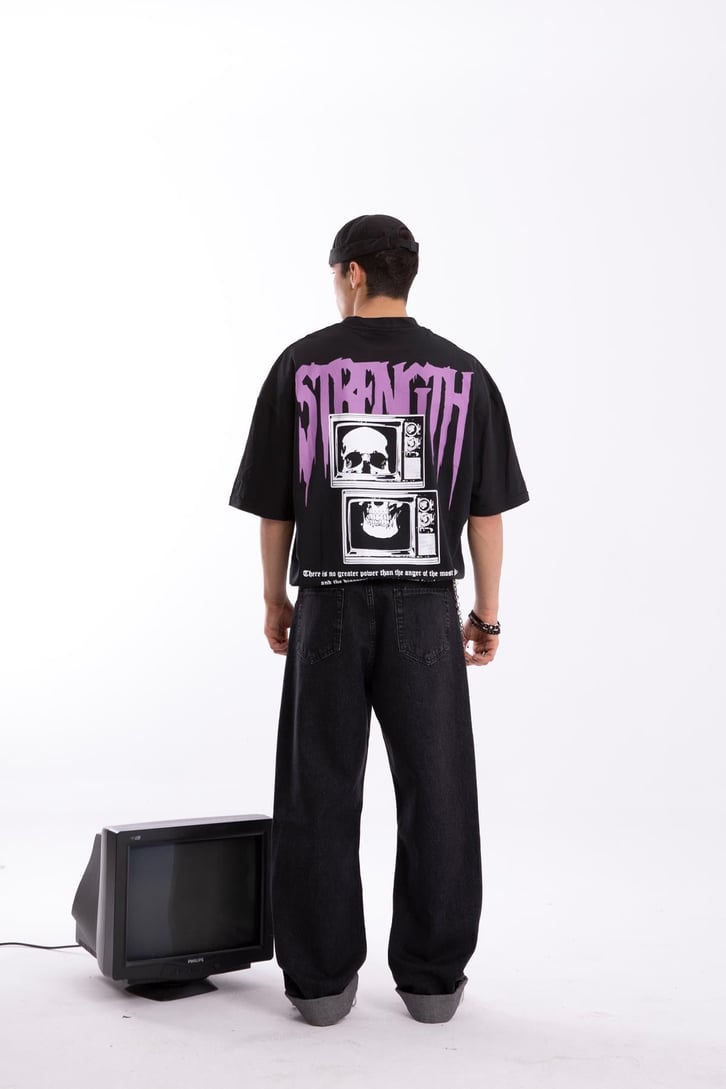 Strength Baskılı Oversize Tshirt