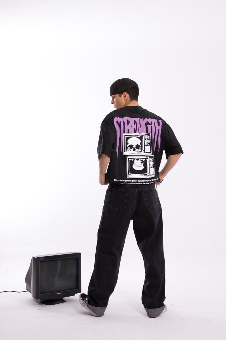 Strength Baskılı Oversize Tshirt