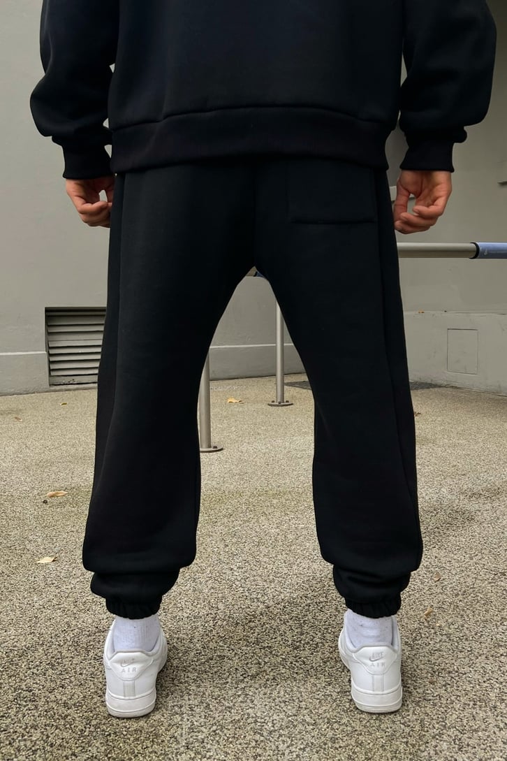Striped Detail Siyah Jogger Eşofman Altı