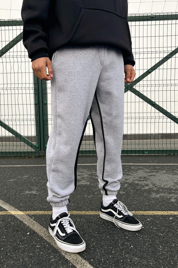 Striped Gri Jogger Fit Eşofman Altı