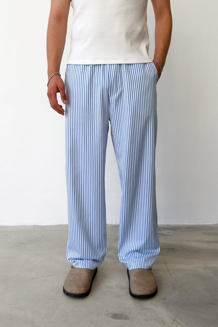 Striped Relaxed Fit Pantolon