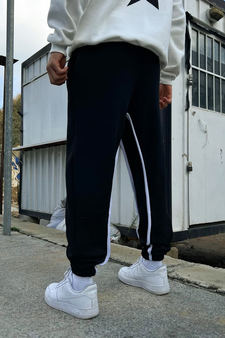 Striped Siyah Jogger Fit Eşofman Altı