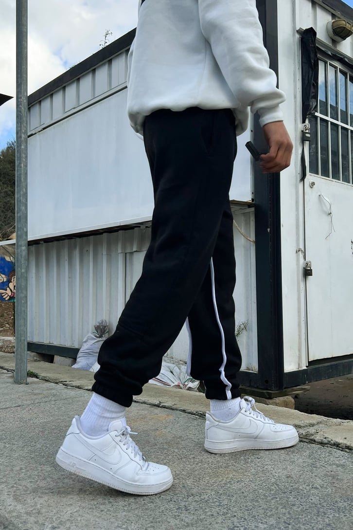 Striped Siyah Jogger Fit Eşofman Altı
