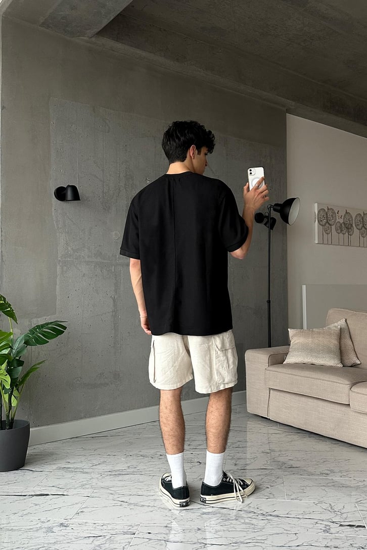 Struggle Manager Nakışlı Siyah Oversize Tişört