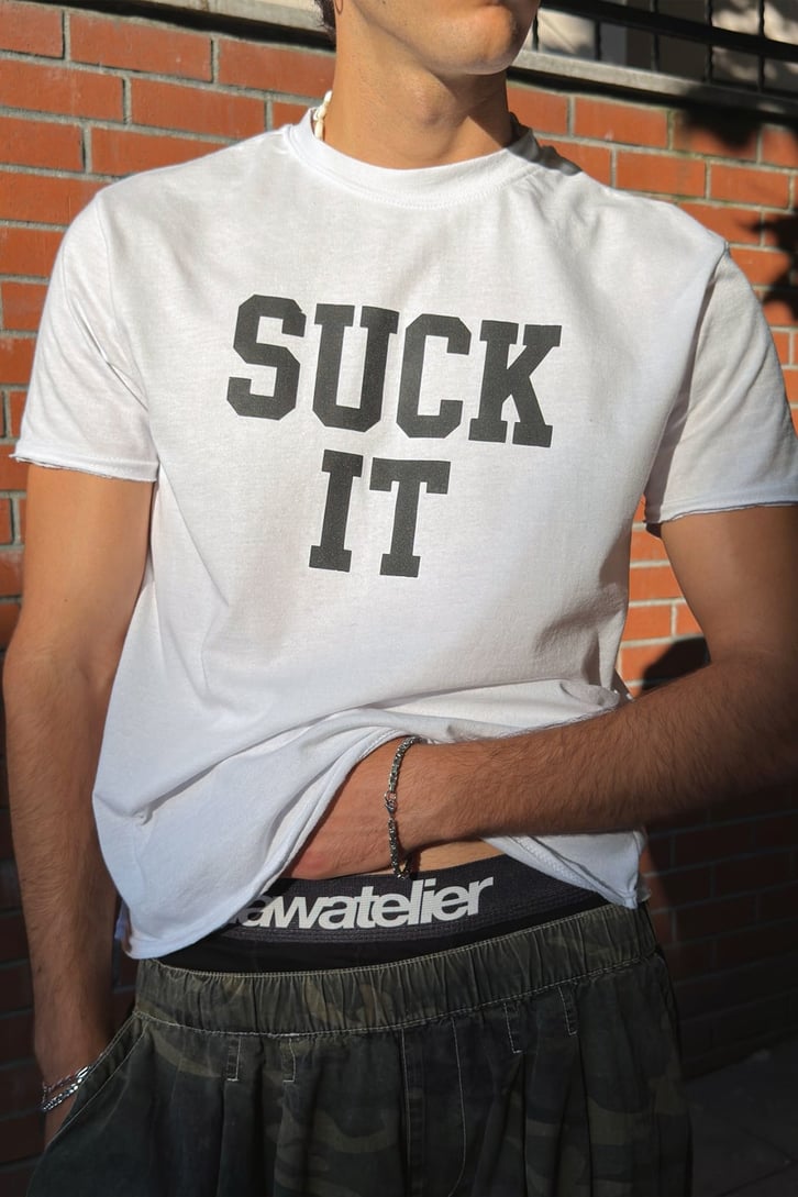 Suck It Baskılı Boxy Fit Tişört