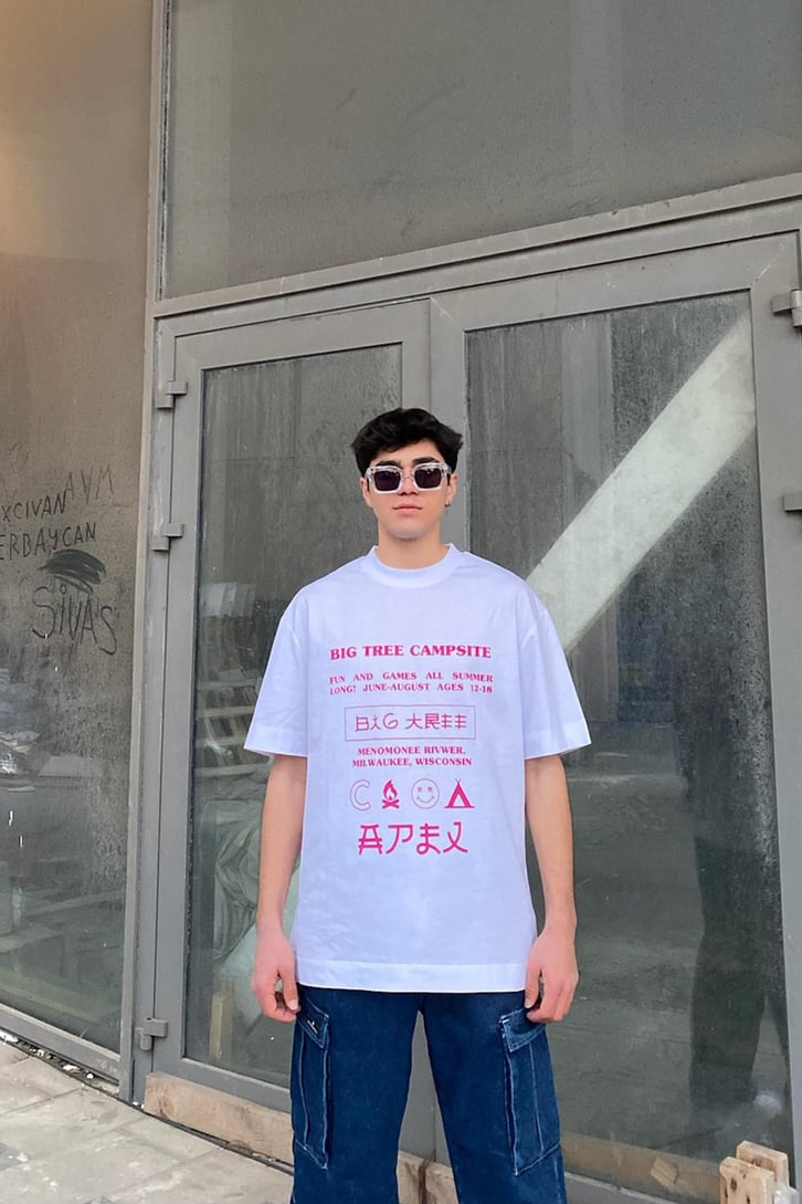 Summer Camp Oversize Beyaz Tshirt