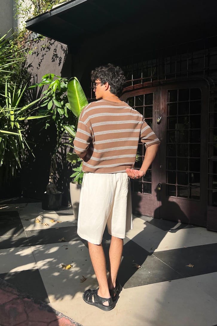 Summer Wind Çizgili Örme Oversize Tişört