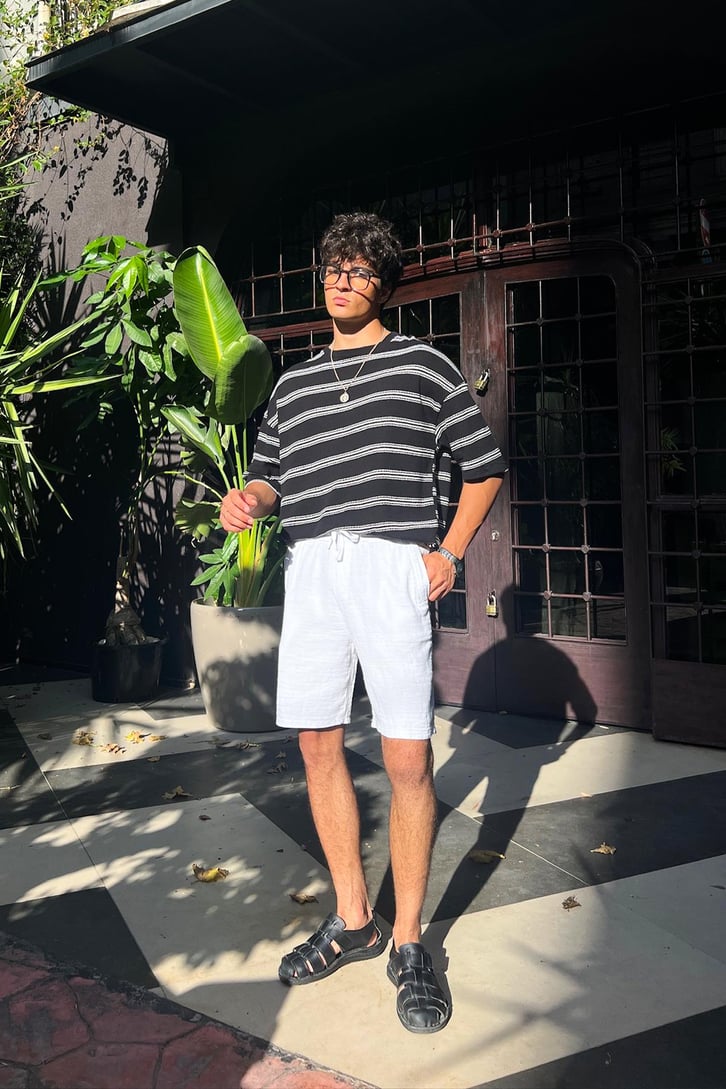 Summer Wind Çizgili Örme Oversize Tişört