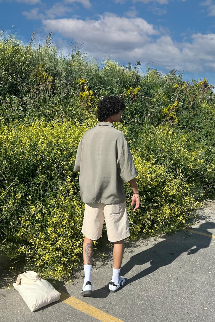 Summer Wind Nakışlı Kısa Kol Oversize Gömlek