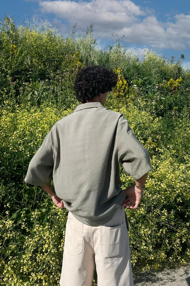 Summer Wind Nakışlı Kısa Kol Oversize Gömlek