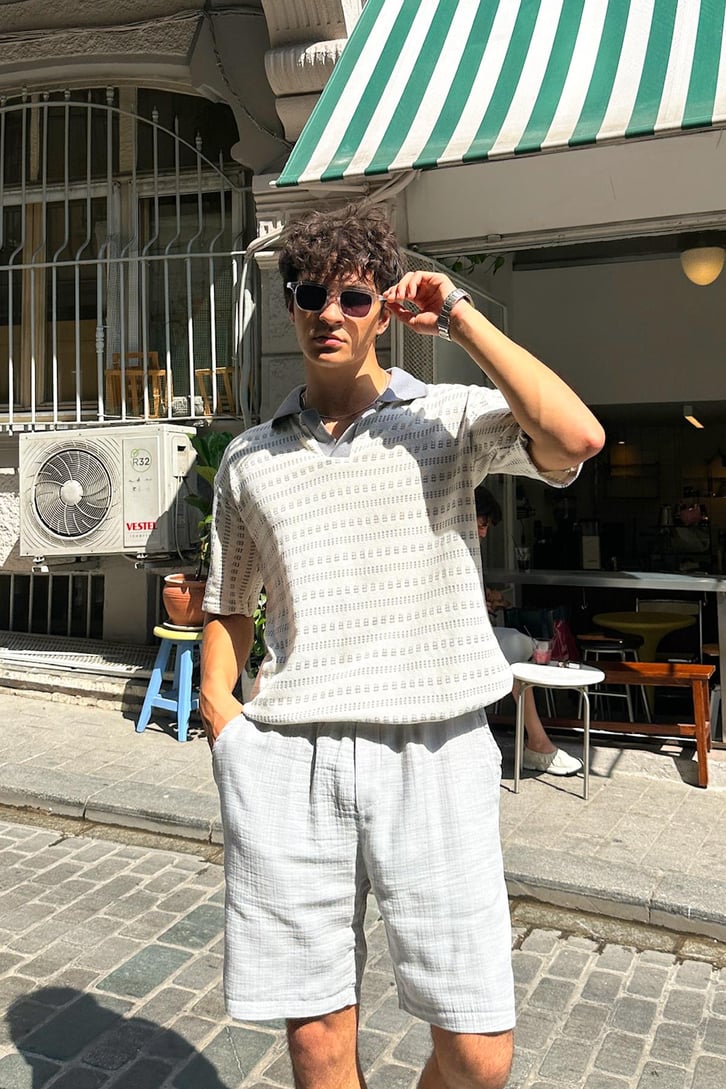 Summer Wind Örme Polo Yaka Tişört