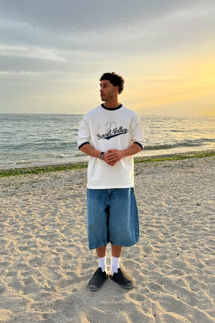 Sunset Valley Baskılı Oversize Tişört