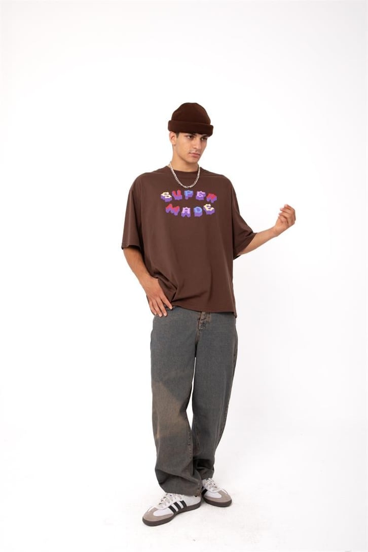 Supermade Colored Kahverengi Oversize Tişört