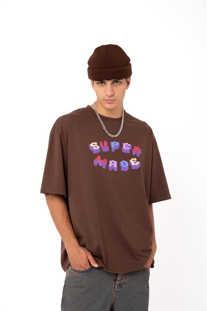 Supermade Colored Kahverengi Oversize Tişört