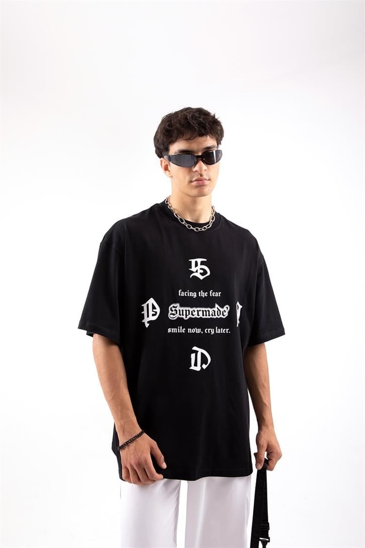 Supermade Fear Siyah Oversize Tshirt