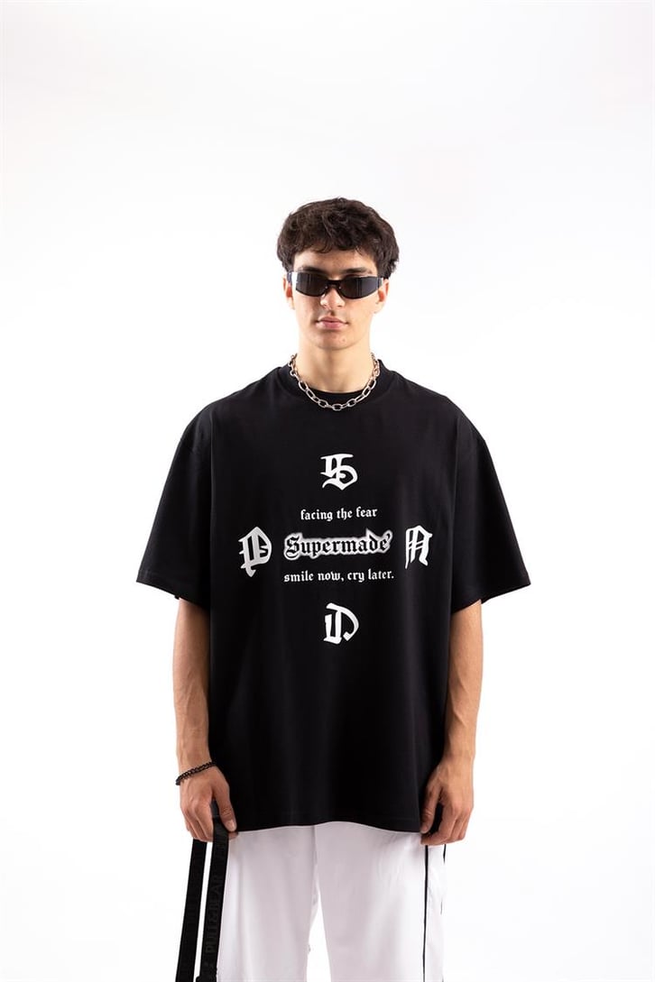 Supermade Fear Siyah Oversize Tshirt