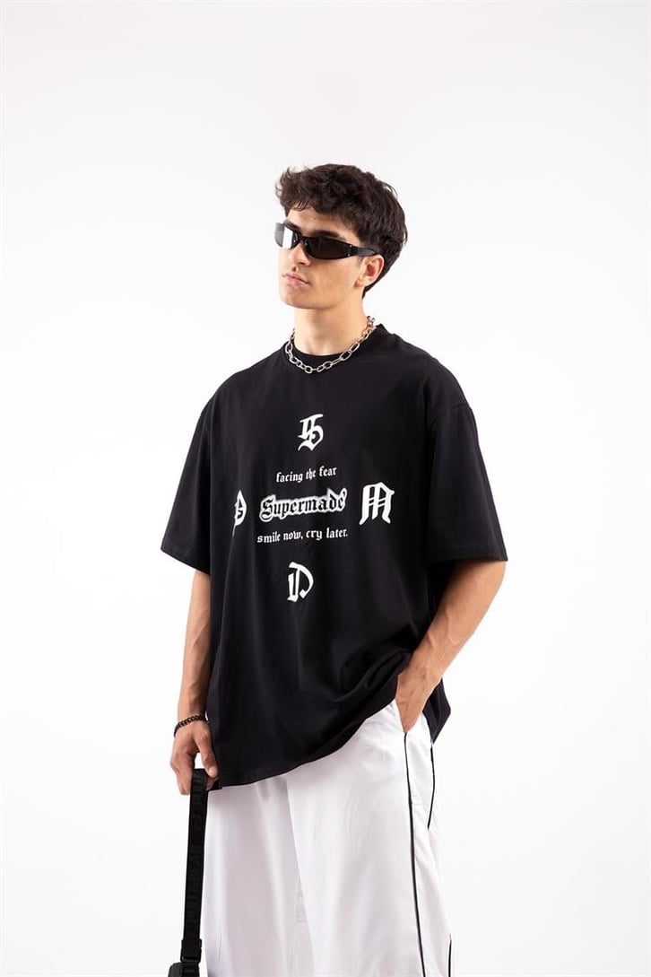 Supermade Fear Siyah Oversize Tshirt